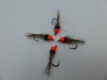 Size 18 Tungsten Hare,s Ear Fluo Orange Barbless