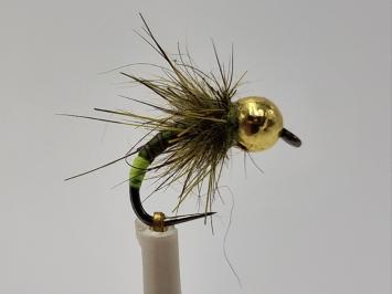 Size 16 Tungsten Quill Olive Grayling Chartreuse But Barbless