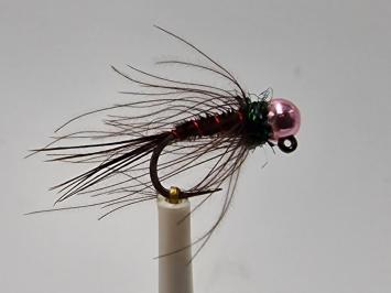 Size 16 Tungsten Pheasant Tail CDC Light Pink Barbless