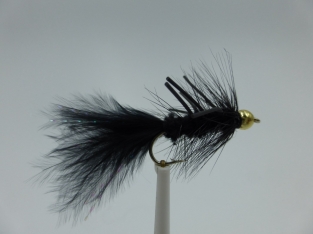 Size 10 Wooly Bugger Black Rubber Legs Bead Head