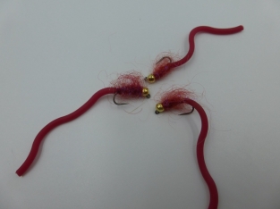 Size 10 Tungsten Squirmy Blood Red Barbless