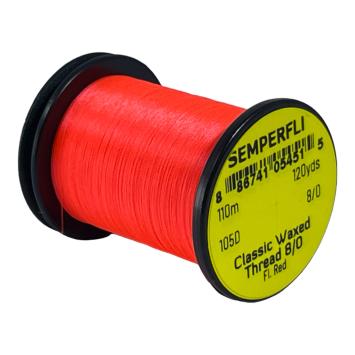 Classic Waxed Thread 8/0 Fluo Red 110 meter