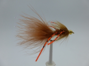 Size 10 Wooly Bugger Brown Rubber Legs Bead Head